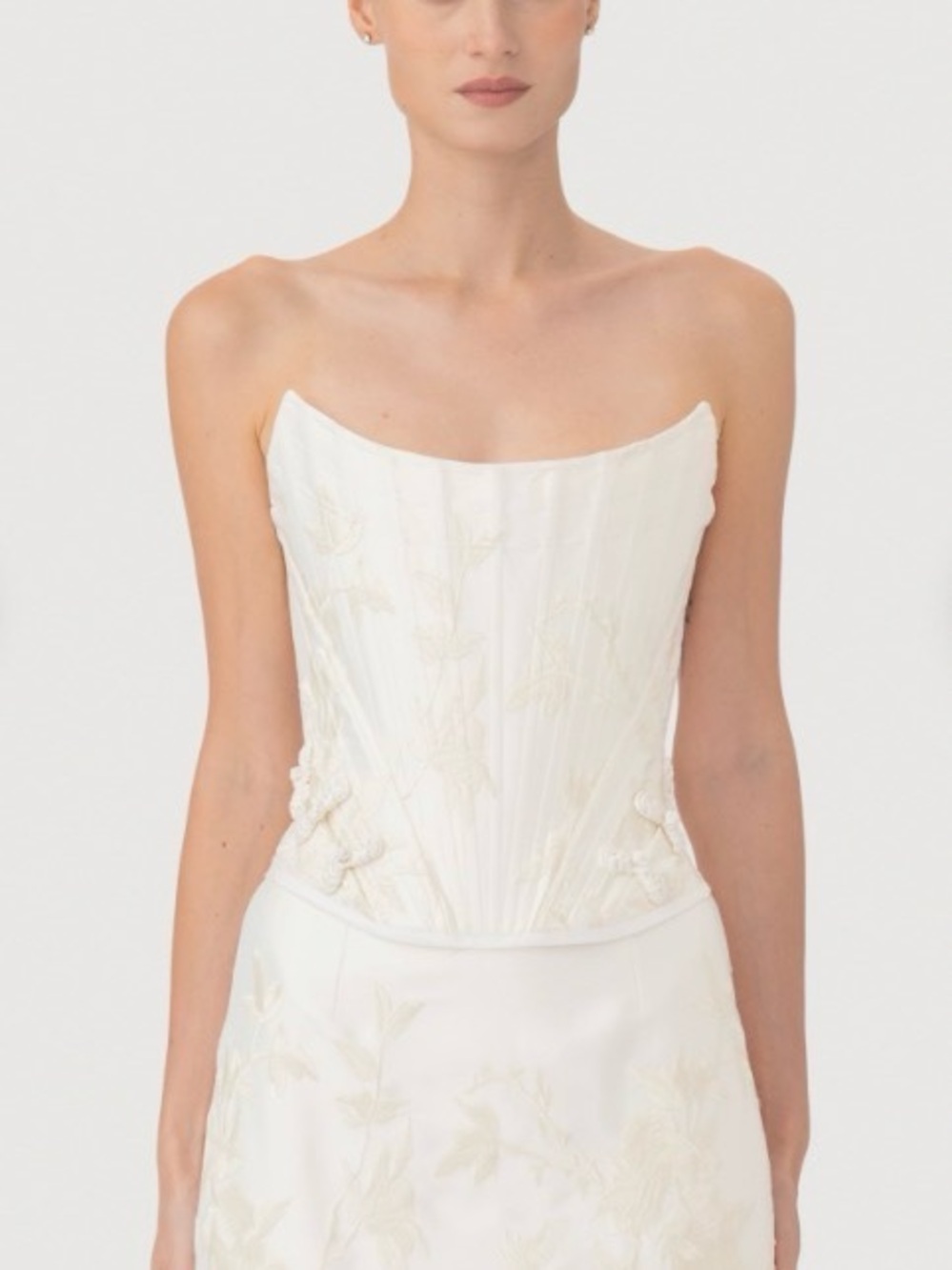 Sau Lee White Embroidered Sutton Corset Top